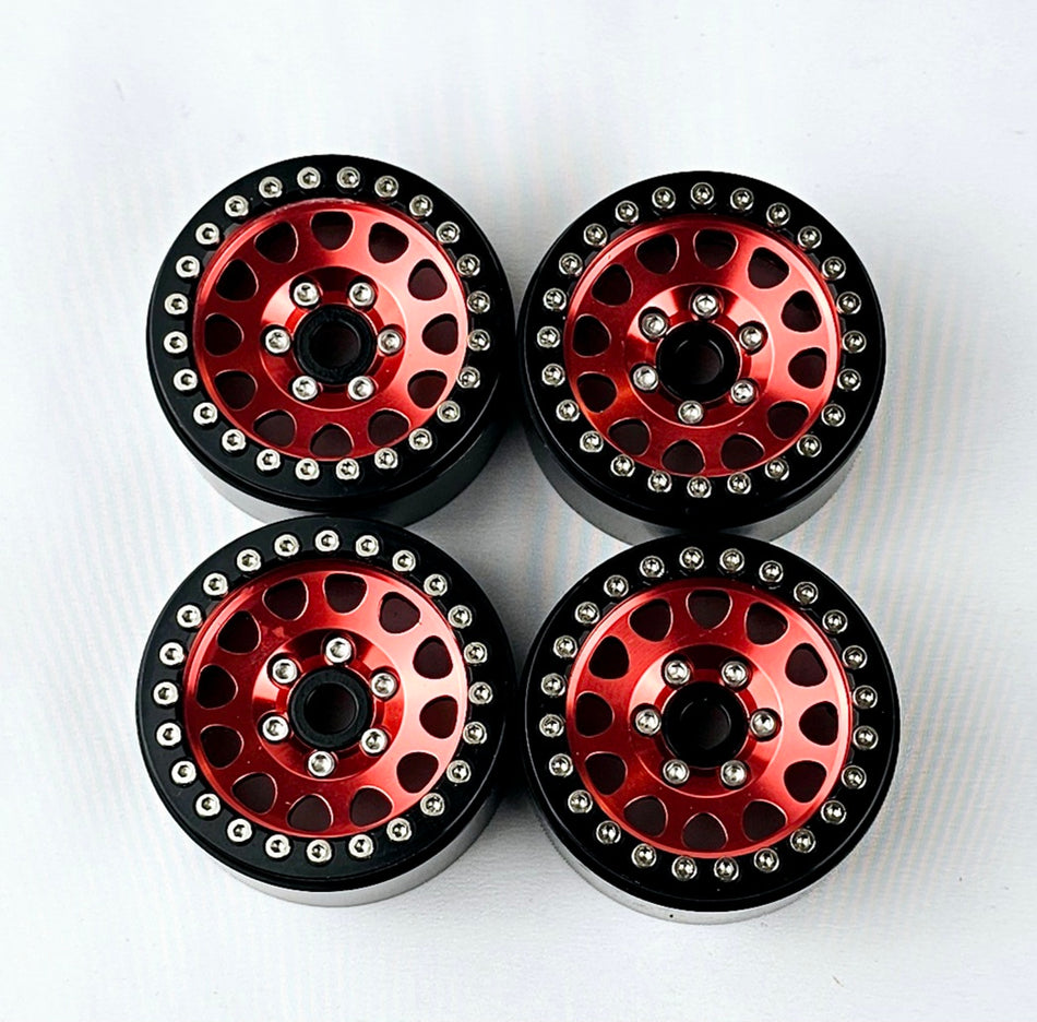 ERC 1.9 CNC Aluminum Bead Lock Wheel Set 4pc Red/Black