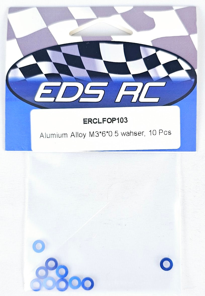 ERC Aluminum Spacers M3*6*.05mm (10pcs) Blue