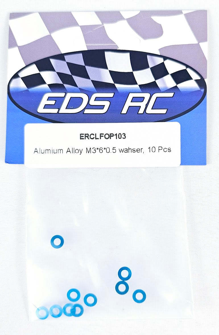 ERC Aluminum Spacers M3*6*.05mm (10pcs) Light Blue