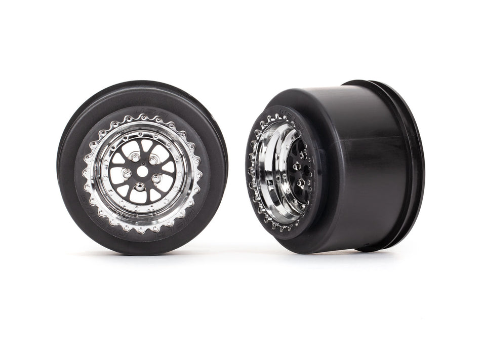 Traxxas Drag Wheels, Chrome w/ Black Rear