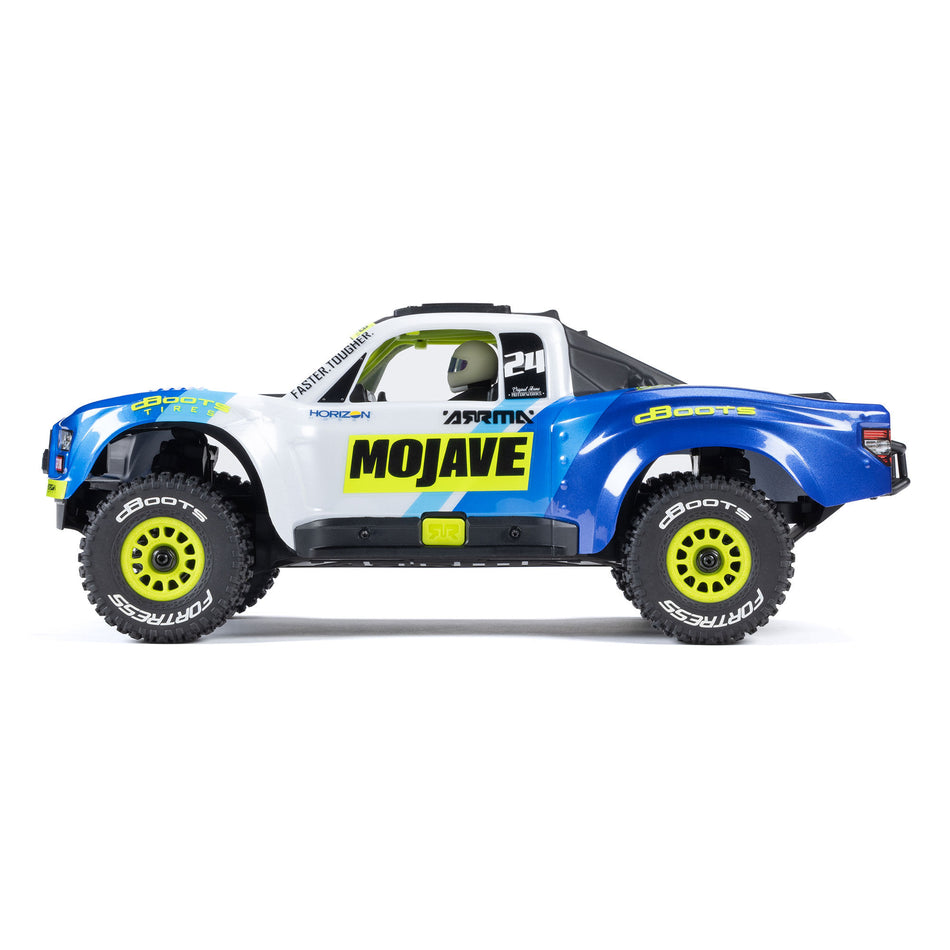 Arrma MOJAVE GROM MEGA 380 Brushed 4X4 Small Scale Desert Truck RTR with Battery & Charger, Blue/White