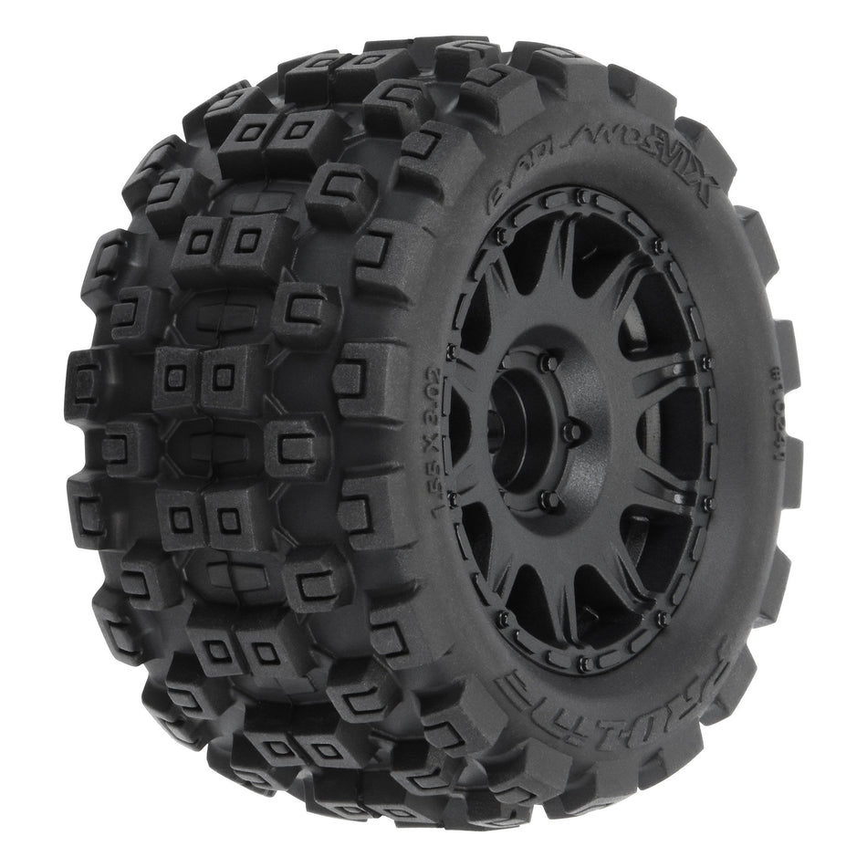 Proline 1/18 Badlands MX 1.85" F/R MTD 12mm Black Raid: Granite GROM (4)