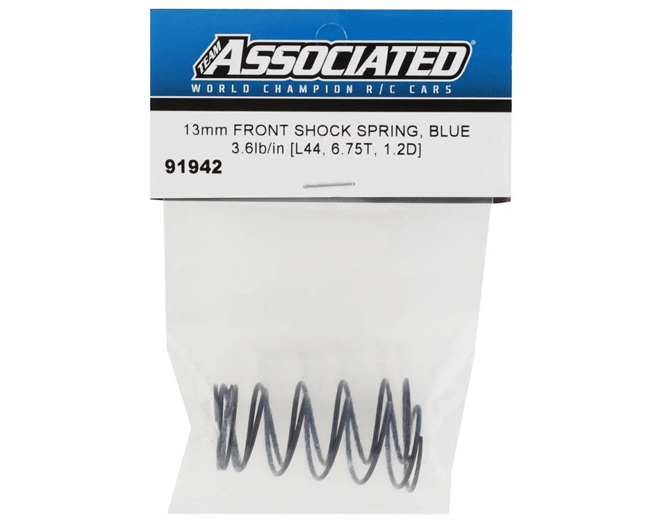 Team Associated 13mm Front Shock Spring (Blue/3.6lbs) (44mm)