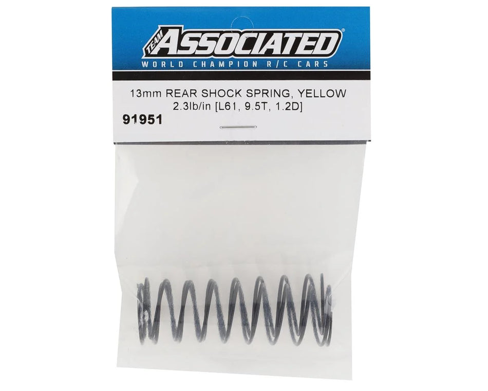 Team Associated 13mm Rear Shock Spring (Yellow/2.3lbs) (61mm)