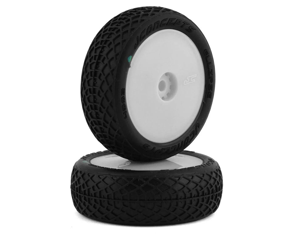 JConcepts Mini-B Ellipse Pre-Mounted Front Tires (White) (2) (Green)