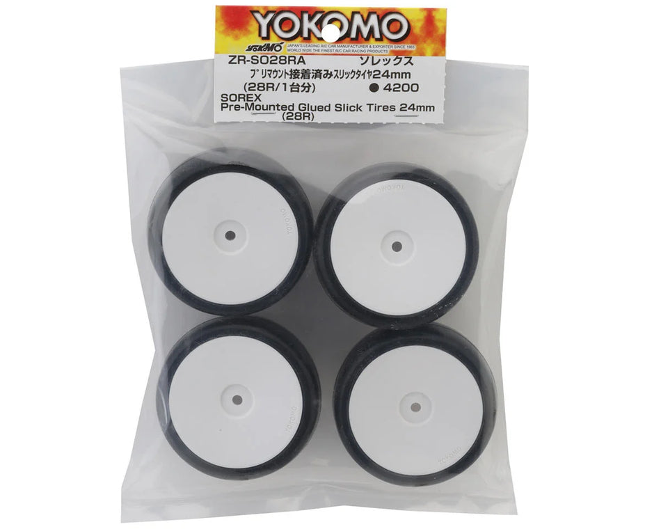 Yokomo Sorex Pre-Glued Touring Car Tires (4) (28 Shore) (Asphalt Insert)